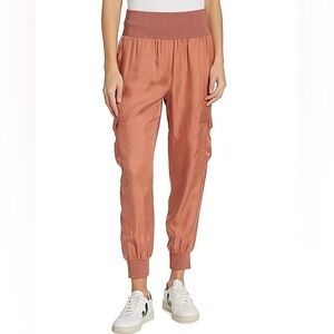 Cinq à Sept Giles Twill Cargo Joggers Womens Size XSMALL Apricot Peach Color